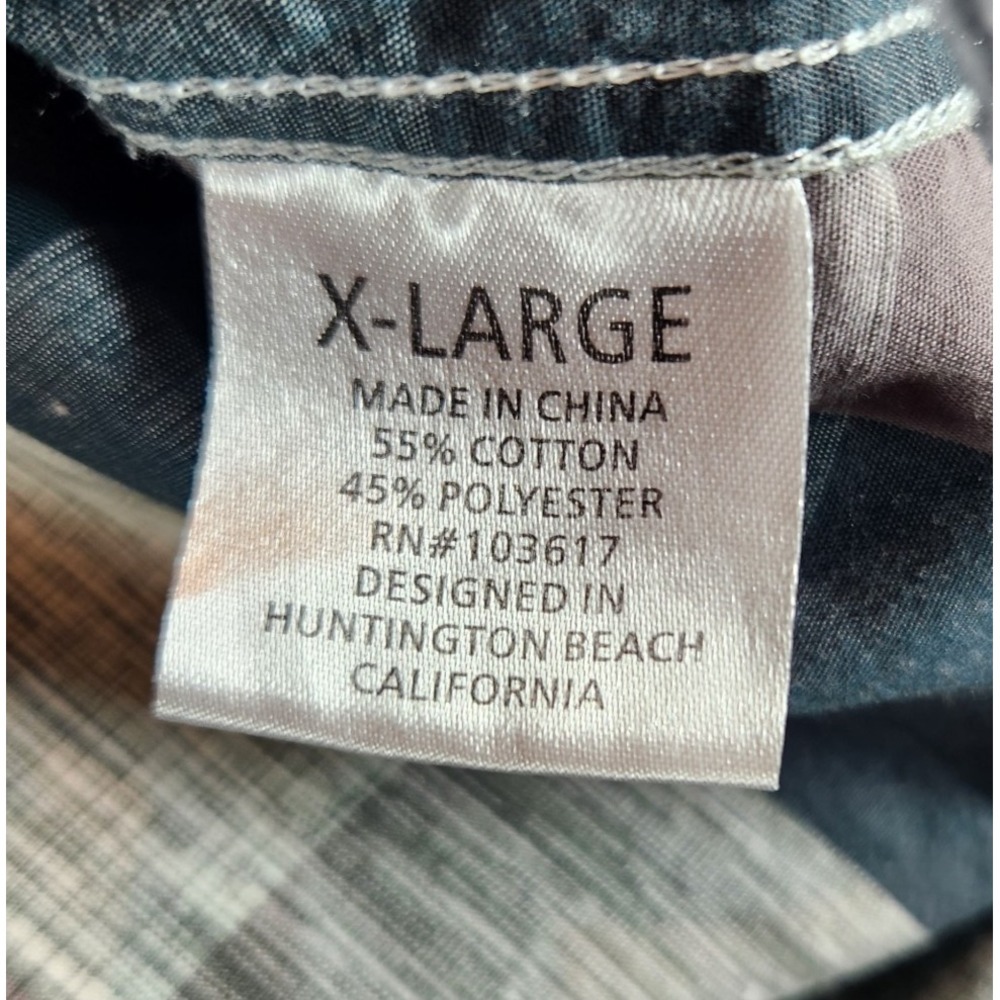 Coastal Shirt Mens XL Green Gray Plaid Pearl Snap Long Sleeve Cotton/Polyester - Picture 6 of 7